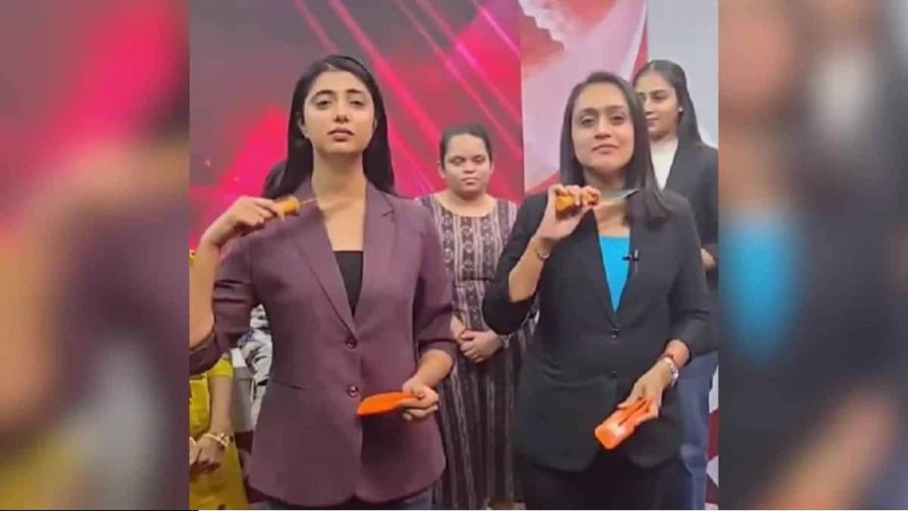 গুজরাটি নিউজ চ্যানেলে হিন্দুত্ববাদী সংগঠনের 'ত্রিশূল দীক্ষা': গলা কাটার অঙ্গভঙ্গিতে তোলপাড়